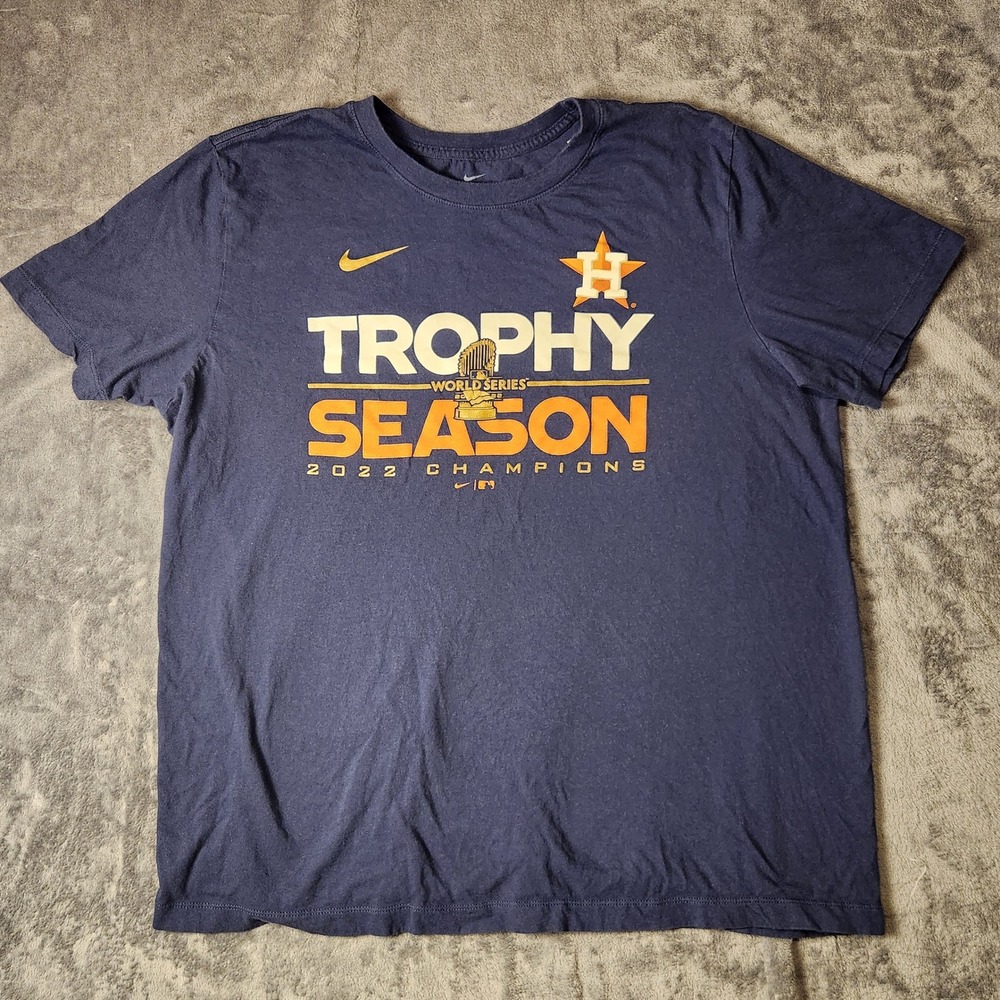 Nike Houston Astros 2022 World Series Champions Trophy Season Navy T-Shirt XL